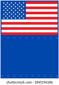 American flag on a blue background with an empty space for your text.	
