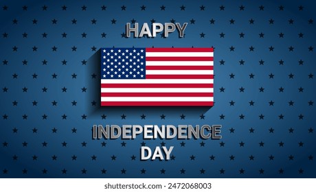 American Flag on blue background for Independence Day of USA celebration