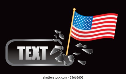 bandera estadounidense con banner roto