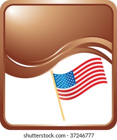 american flag on bronze wave background