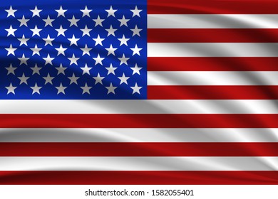 American flag on cloth with soft waves background.