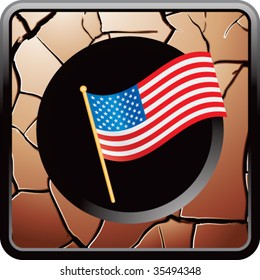 american flag on cracked web icon