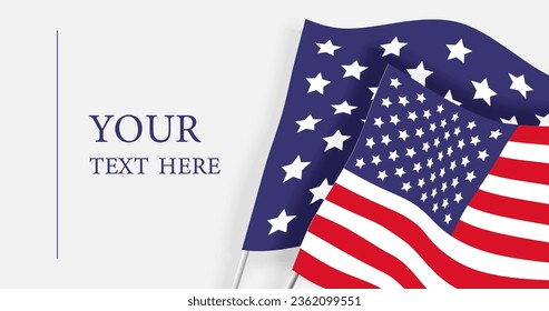 American flag on a gray background. Vector illustration.