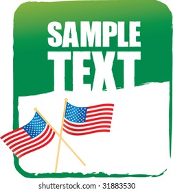 american flag on green banner