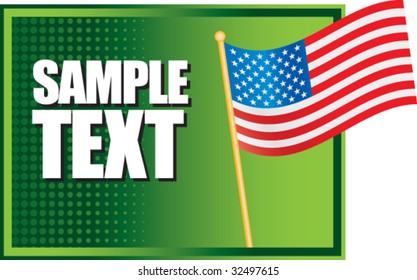 american flag on green halftone banner