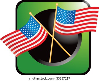 bandera estadounidense en botón web verde