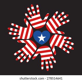 American flag on his hands Independence Day