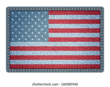 American flag on the jeans texture. Vector eps10