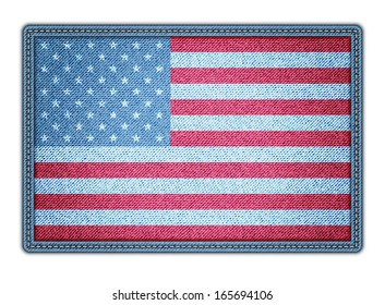 American flag on the jeans texture. Vector eps10