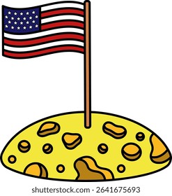 American flag on the moon