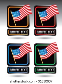 american flag on nameplate