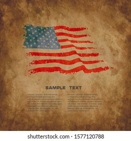 american flag on old vintage grunge background