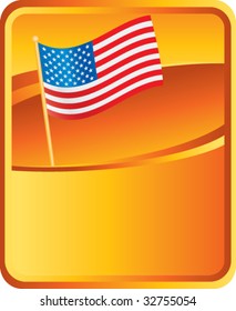 bandera estadounidense sobre fondo naranja