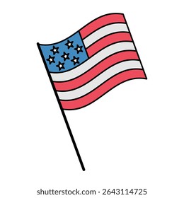 american flag on pole icon design vector