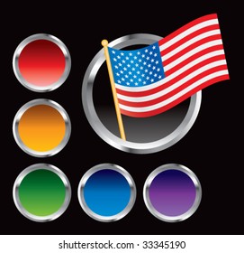american flag on round web button