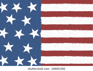 American flag on scribble abstract pattern, Vector