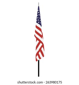 American flag on stand, stick, usa flag vector isolated