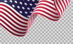 Flaga Amerykańska Na Przezroczystym Tle - Ilustracja Wektorowa