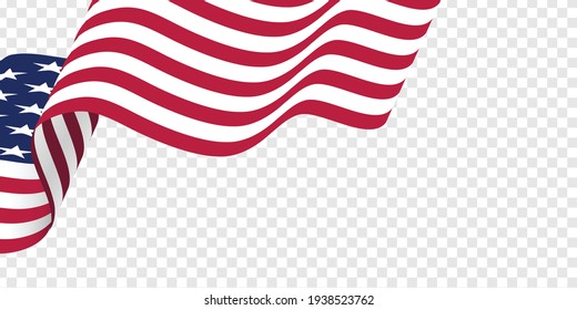 American Flag On Transparent Background. Vector Illustration