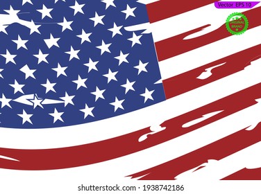 American flag on transparent background. Flag of USA. United States of America waving flag background. 