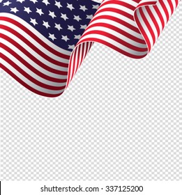 American flag on transparent background - vector illustration