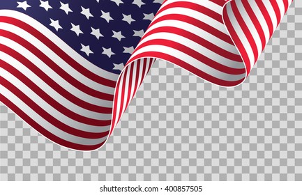 American flag on transparent background - vector illustration