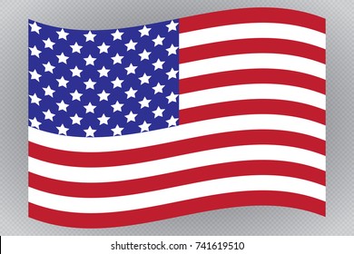 American Flag On Transparent Background - Vector Illustration