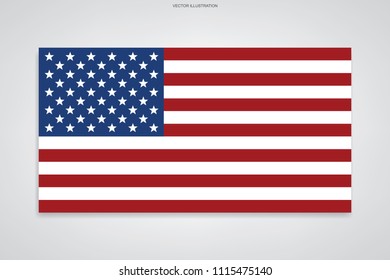 American flag on white background. Vector illustration.