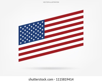 American flag on white background. Vector illustration.