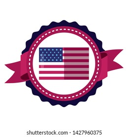american flag on white background independence day stamp vector illustration