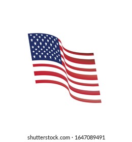 Bandera estadounidense sobre fondo blanco - ilustración vectorial