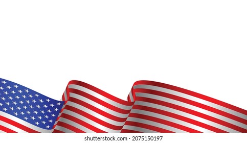 American flag on a white background - vector illustration.