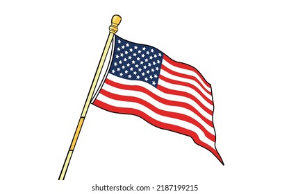 American Flag on white background. Flags of USA. Vector illustration.