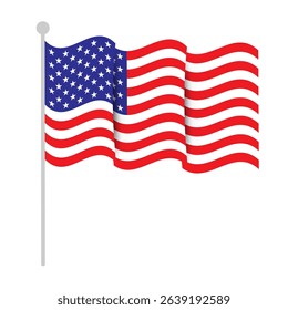 American flag on white background
