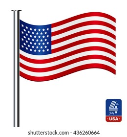 American flag on white background. Happy fourth of July.