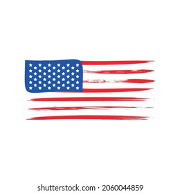 American flag on a white background.Vector illustration. 