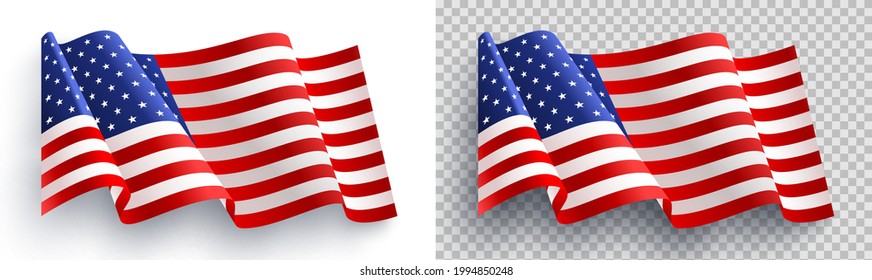 American flag on white and transparent background for 4t of July poster template.USA independence day celebration.USA 4th of July promotion advertising banner template for Brochures,Poster or Banner