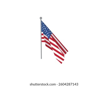 American flag on white and transparent background for 4th of July poster template. American Flag on White and Transparent Background for 4th of July Poster Template. Patriotic Celebration Design