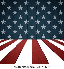 American flag on wood background - Vector