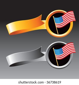 american flag orange and silver ribbons