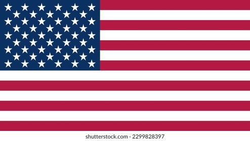 American Flag with Original Colour and Proportion, Vector Illustration of United States of America National Flag