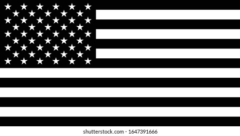 American Flag. Original proportions, black and white version.