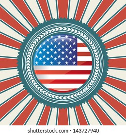 american flag over lines background vector illustration