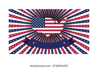 American flag overlaid on a map of the USA with a patriotic background.