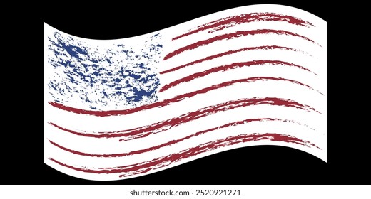 American flag paint texture. Grunge USA Flag. Vector Illustration for Celebration Holiday 4 of July American President Day. 