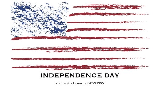 American flag paint texture. Grunge USA Flag. Vector Illustration for Celebration Holiday 4 of July American President Day. 