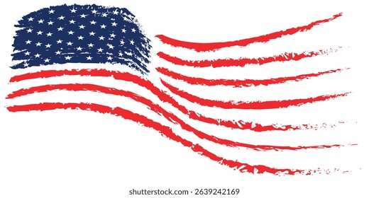 American flag paint texture. Grunge USA Flag. Vector Illustration for Celebration Holiday 4 of July American President Day. Stars and stripes