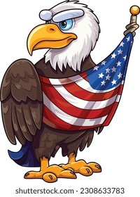 American flag painted bald eagle illustration.