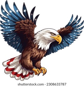 American flag painted bald eagle illustration.