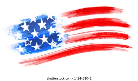 American Flag Painting, brush strokes as a layered vector file